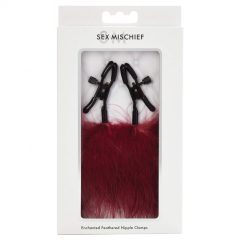 S&M - feather nipple clip (burgundy)