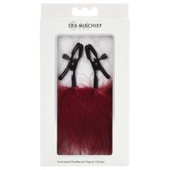 S&M - Feathered Nipple Clips (Red)