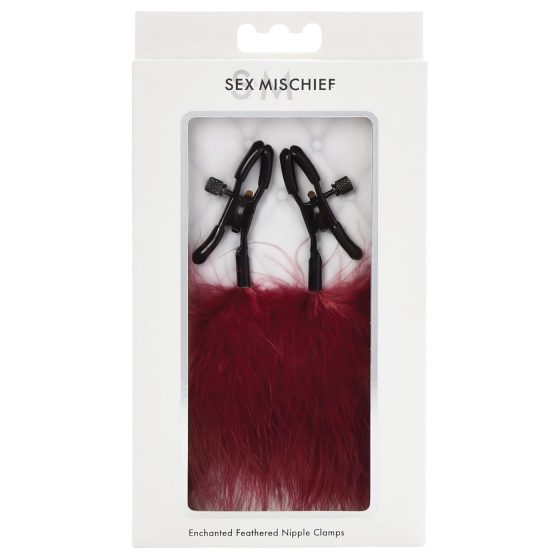 S&M - Feathered Nipple Clips (Red)