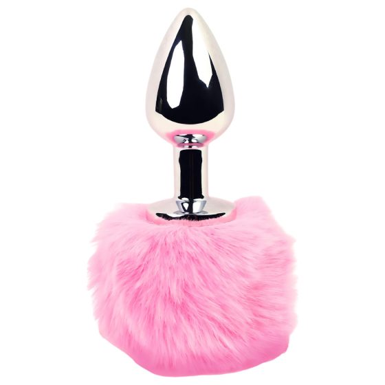 / FEELZTOYS - Metal Bunny Tail Anal Plug (Silver-Pink)