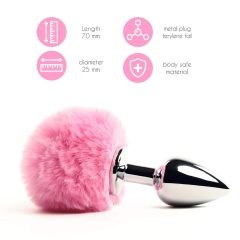 / FEELZTOYS - Metal Bunny Tail Anal Plug (Silver-Pink)