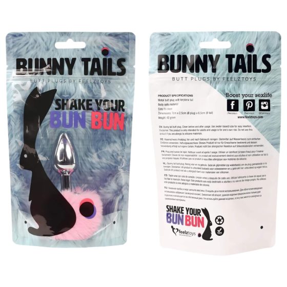 / FEELZTOYS - Metal Bunny Tail Anal Plug (Silver-Pink)