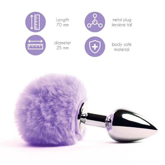 FEELZTOYS - Metal Anal Plug with Bunny Tail (Silver-Purple)