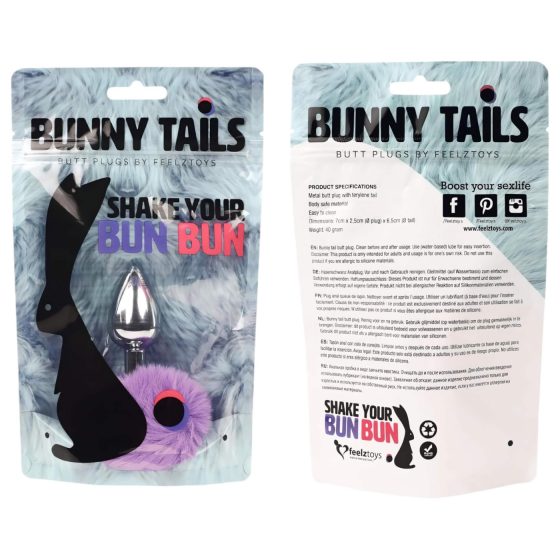 FEELZTOYS - Metal Anal Plug with Bunny Tail (Silver-Purple)