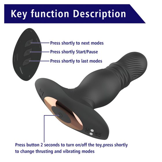 Aixiasia Roy - Rechargeable, Wireless Black Anal Vibrator