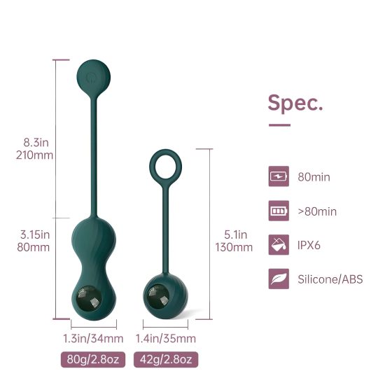 Magic Motion Crystal Duo - Smart Kegel Ball Set (Green)