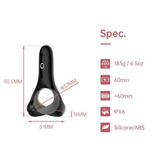 Magic Motion Rise - Smart Rechargeable Vibrating Ring (Black)