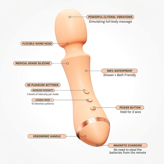 Vush Majesty 2 - Rechargeable, Waterproof Massager Vibrator (Orange)